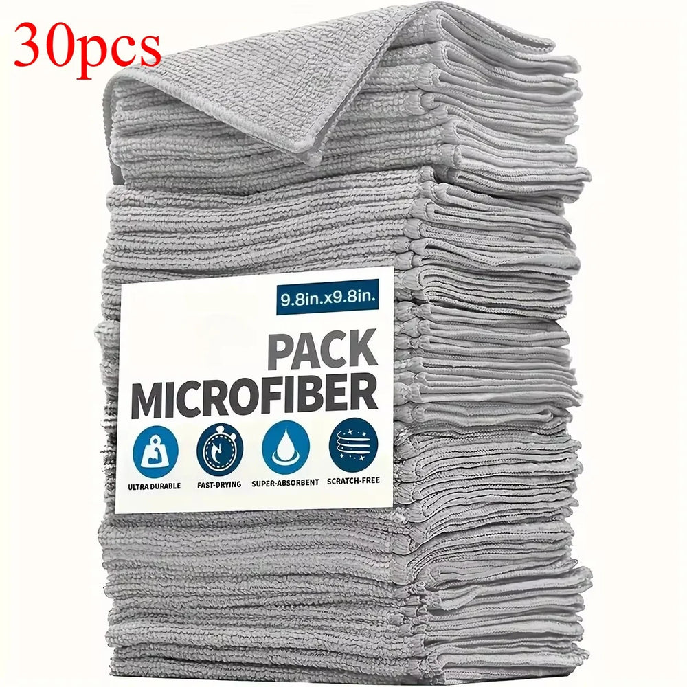 5/10/20pcs Kitchen Towel Ultra-fine Fiber Light Gray Cleaning Cloth Set Absorbent Soft detail view