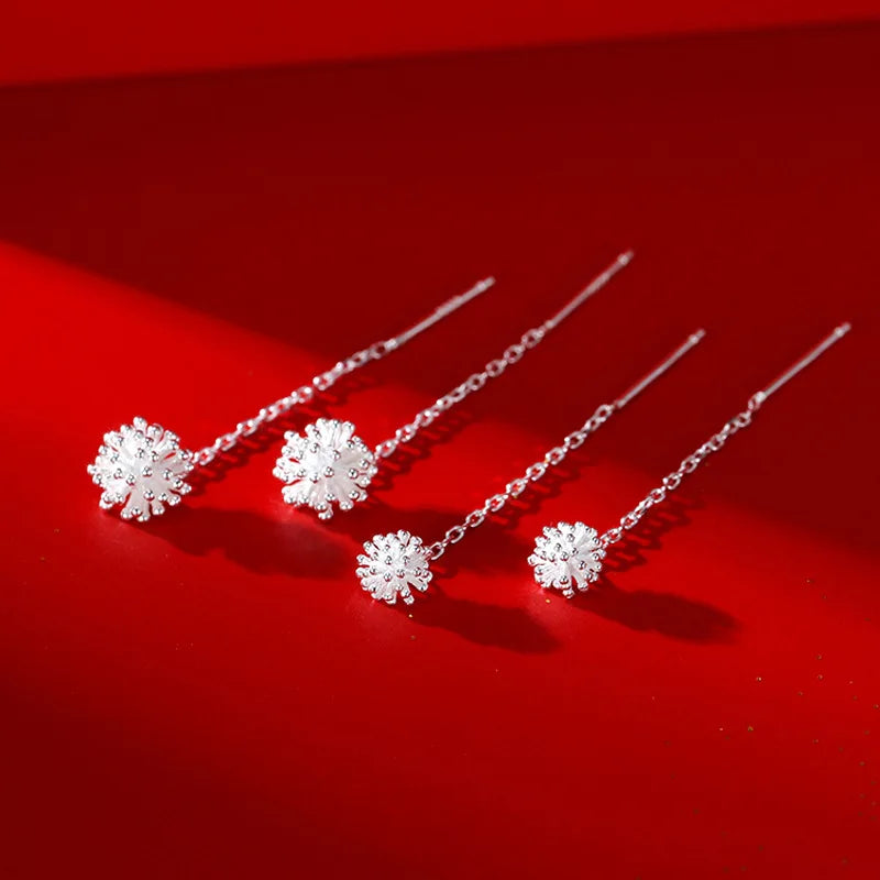 S925 Silver Dandelion Drop Earrings | Women's Trendy Chain Tassel Jewelry lifestyle view