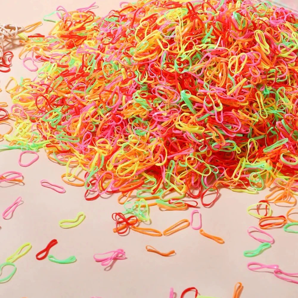 500/1000/2000pcs Girls Colourful Disposable Rubber Band Hair Ties Headband Children P alternate view