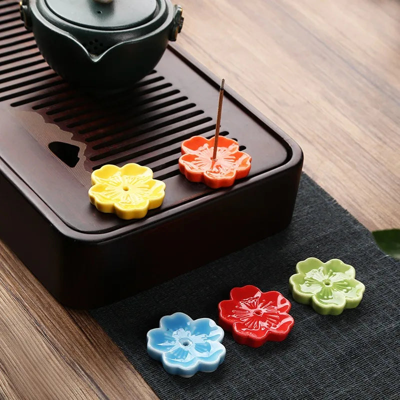 Ceramic Cherry Blossom Incense Holder | Aromatherapy Burner for Home & Office lifestyle view