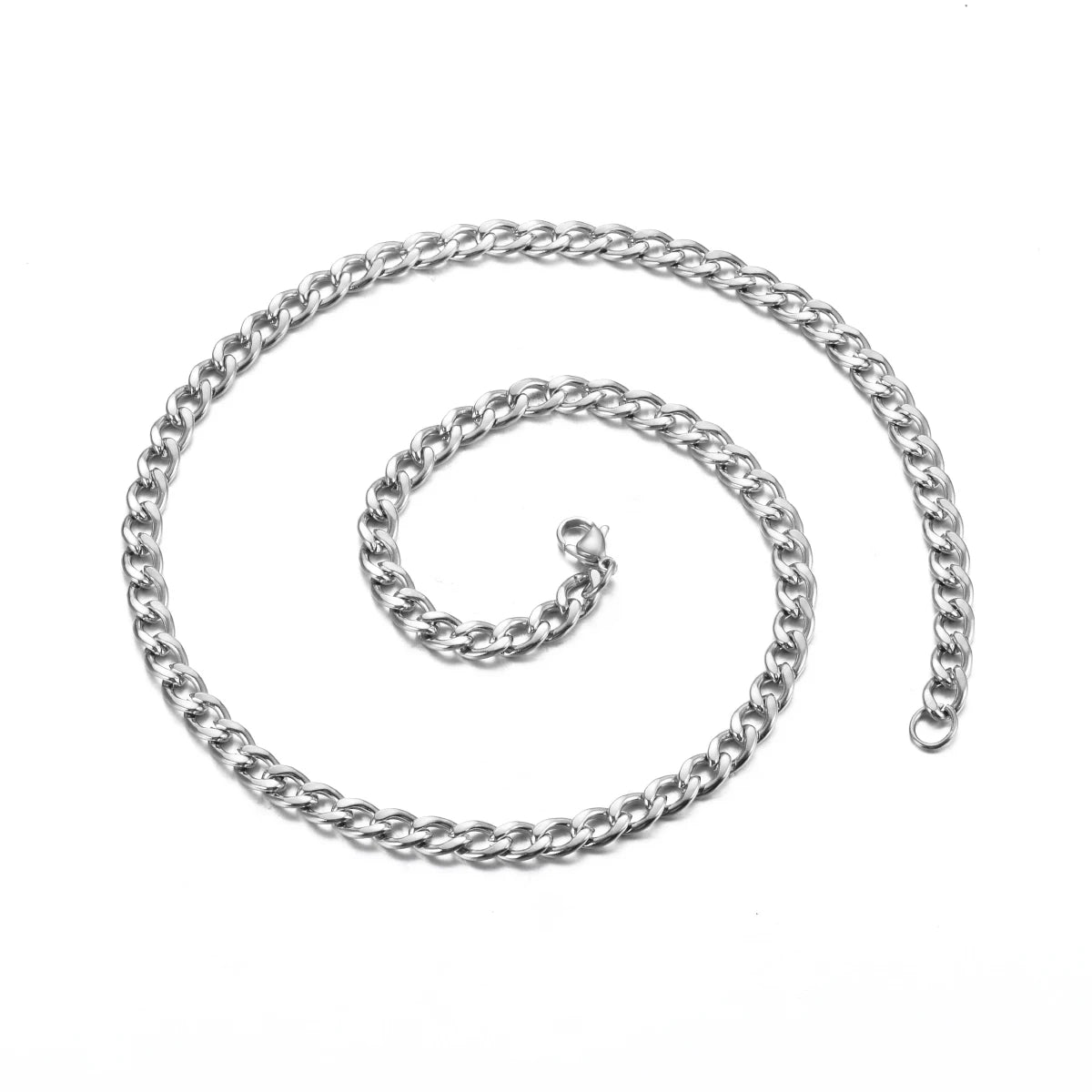 Stainless Steel Curb Cuban Link Chain Necklace | Unisex Punk Choker Jewelry close-up view