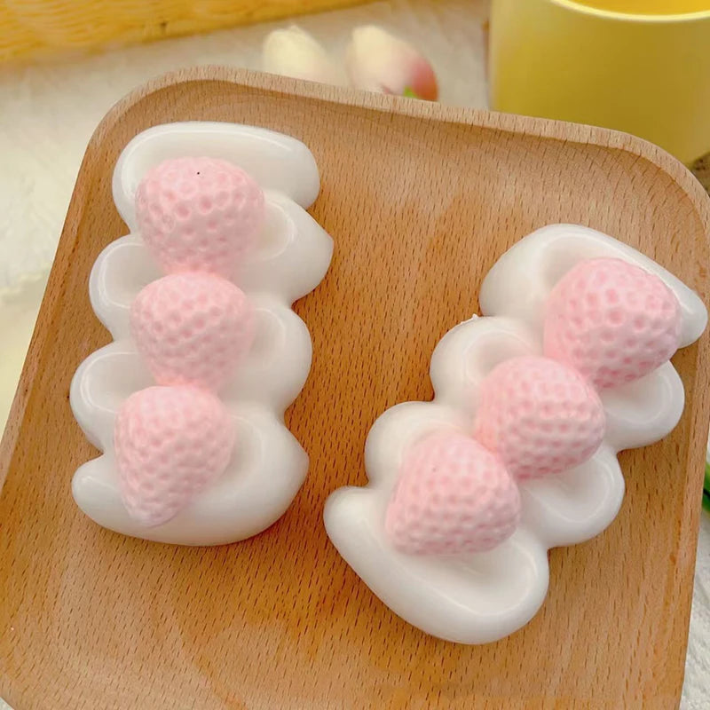 Red Apple Strawberry Egg Tart Strawberry Cream Bar Stress Relief Toy Sensory Toy For lifestyle view