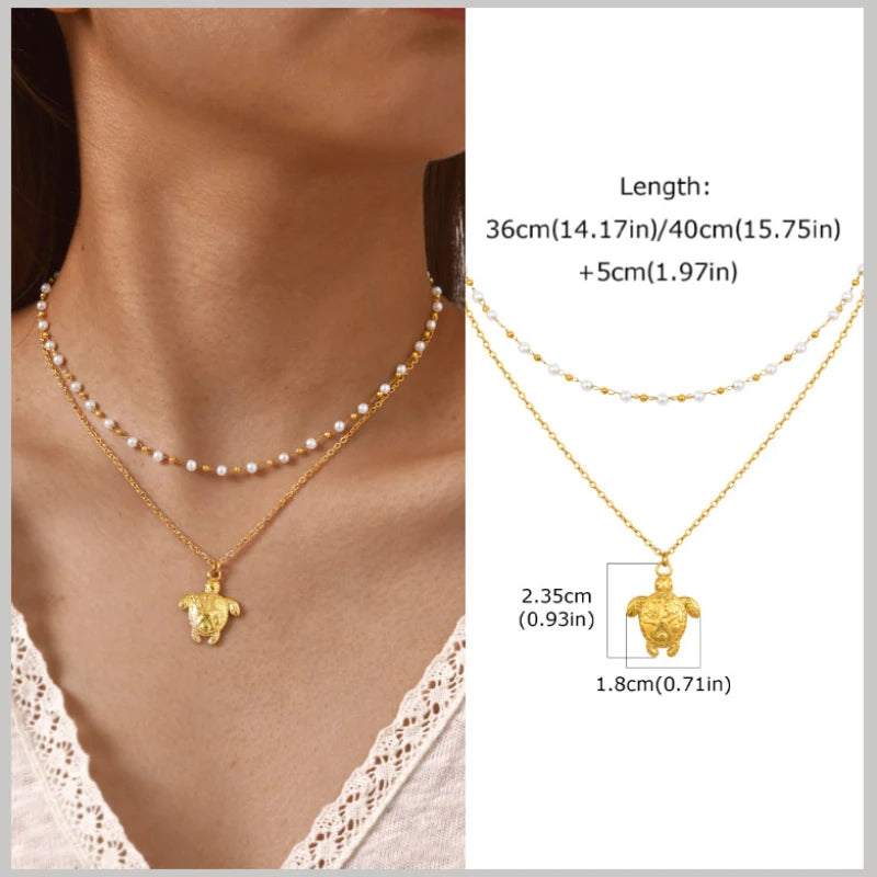 18k Gold Plated Pearl Shell Starfish Necklace | Summer Beach Jewelry for Women alternate view