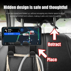 1pcs Multifunctional Car Seat Back Hook Double Head Phone Hanger Headrest Hanging Bag close-up view