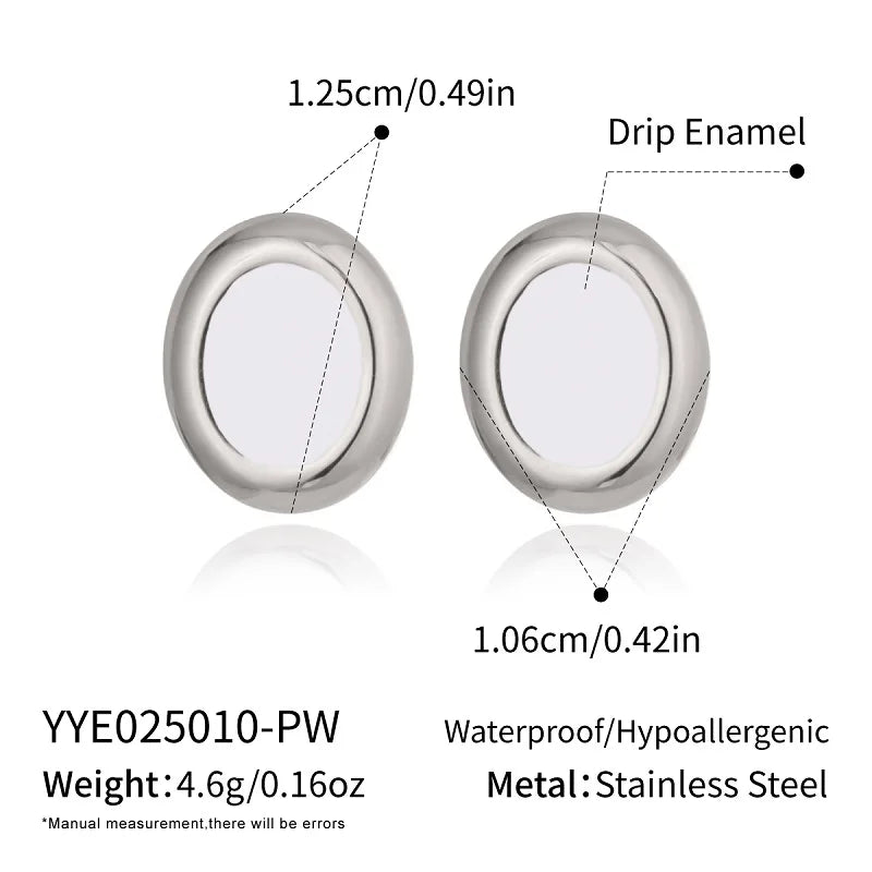 Vintage Oval Stud Earrings | 18K Gold Plated Stainless Steel Natural Stone Jewelry detail view