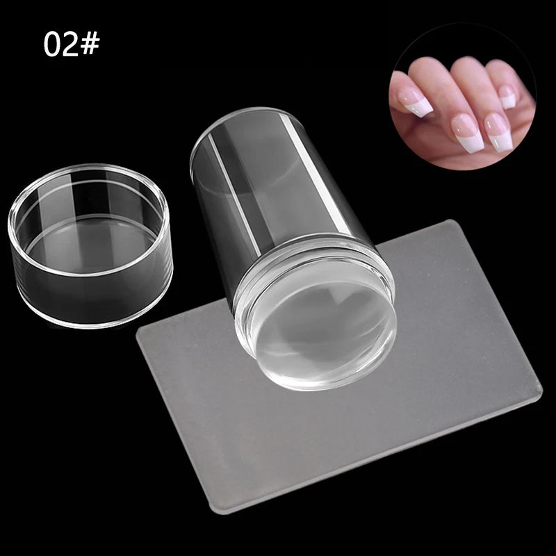 Nails Art Stamping Plates Kit French Manicure Design Plate Stamp Polish Stencil Templ alternate view