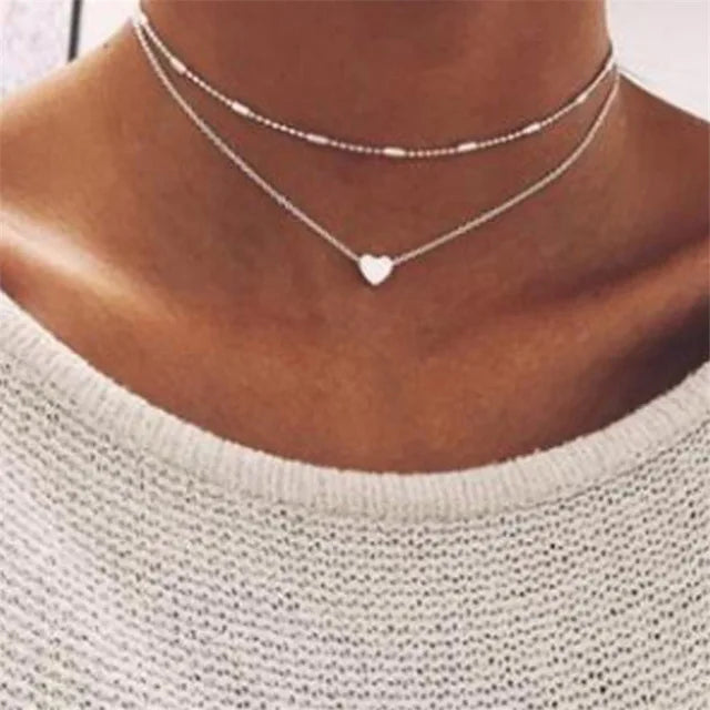 Tiny Heart Pendant Necklace for Women | Short Chain Bohemian Choker additional angle