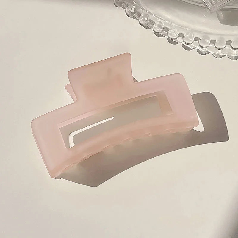 New Women Elegant Transparent Frosted Rectangle Hair Claws Lady Sweet Hair Decorate To close-up view