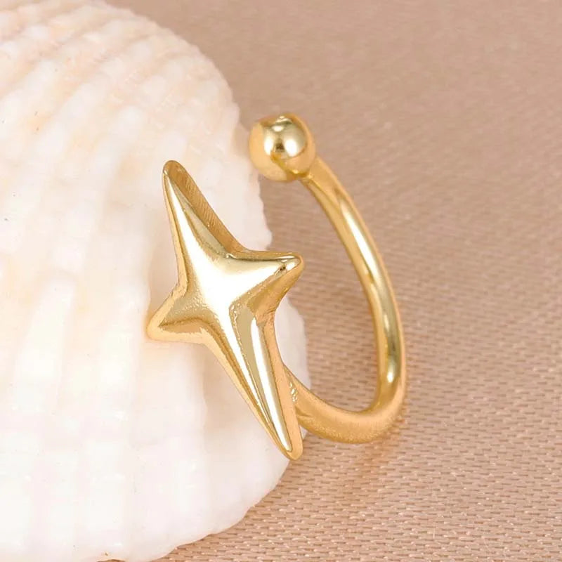 1Pcs Fashion Gold Color Cross Star Ear Clip For Women Girls Simple Metal C-shaped Wit lifestyle view