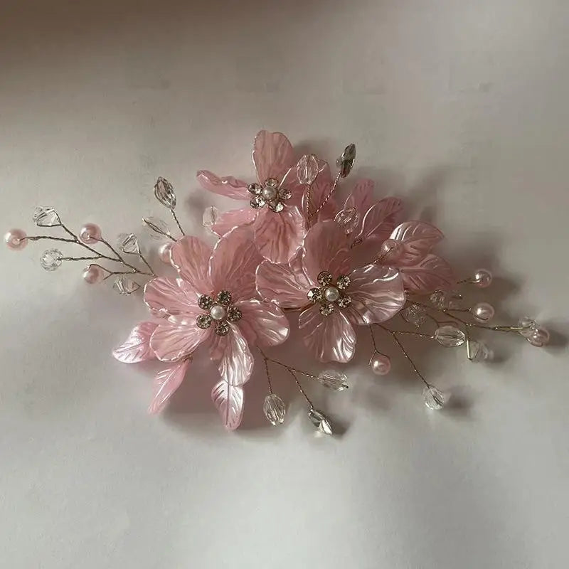 [ZY]Pearl Rhinestone Flower Wedding Hair Clip Hair Accessories For Women Beaded Hairpin Hair Ornaments Jewelry Bridal Headpiece