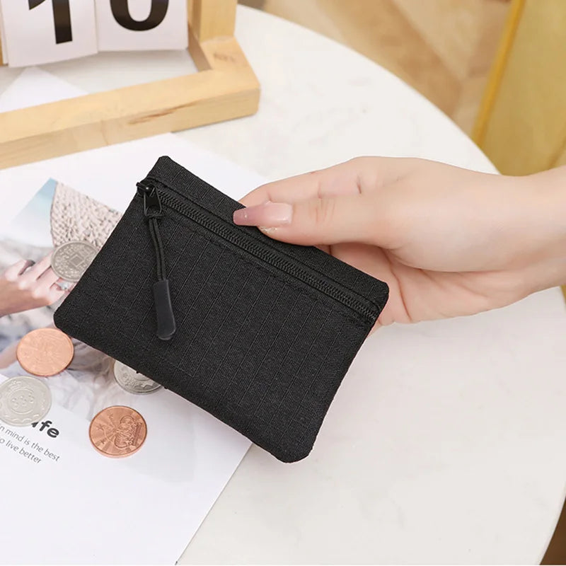 Women Mini Zippers Canvas Coin Purse | Compact Wallet with Keychain lifestyle view