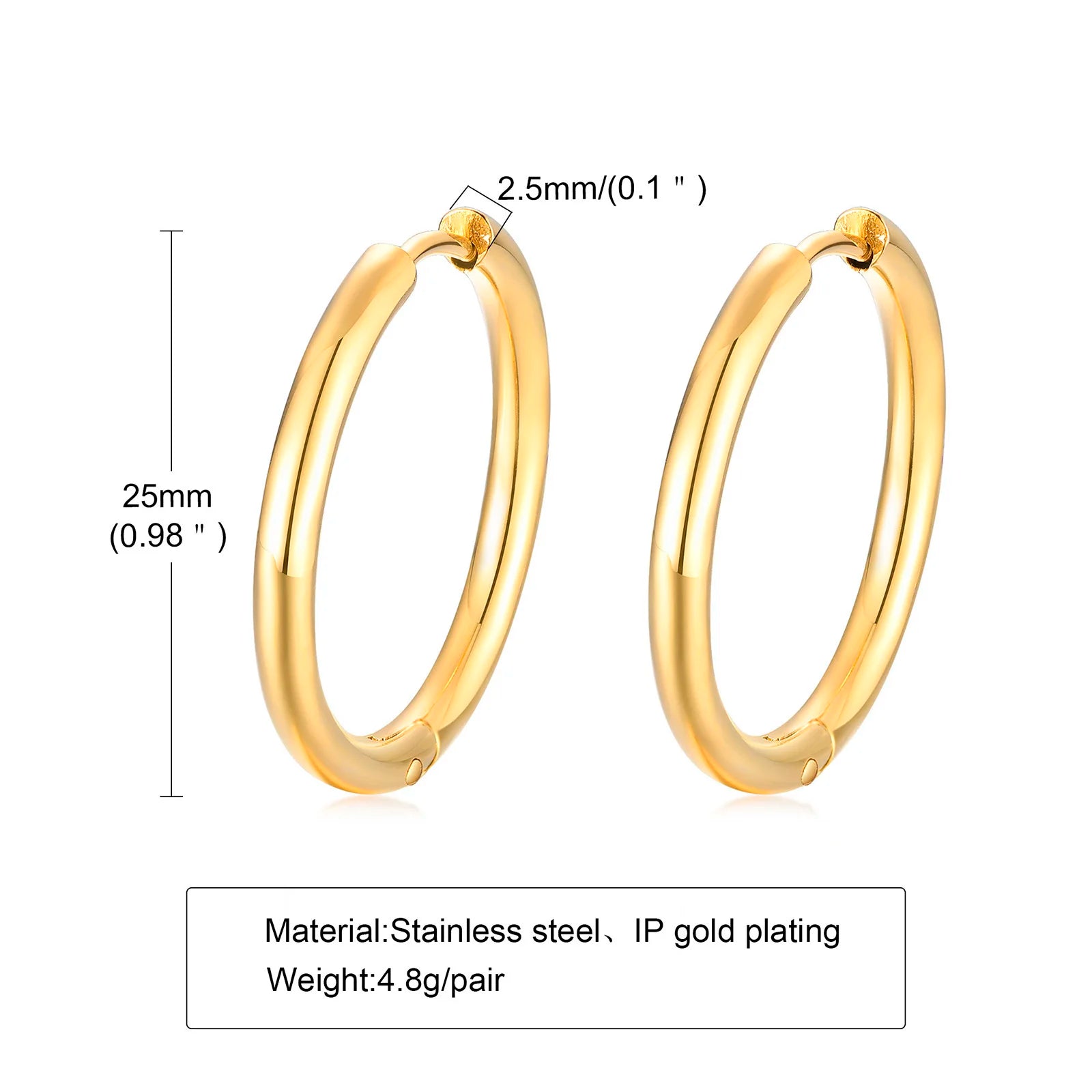 Classic Stainless Steel Hoop Earring for Men Boys | Anti Allergy Metal Huggies Earring close-up view