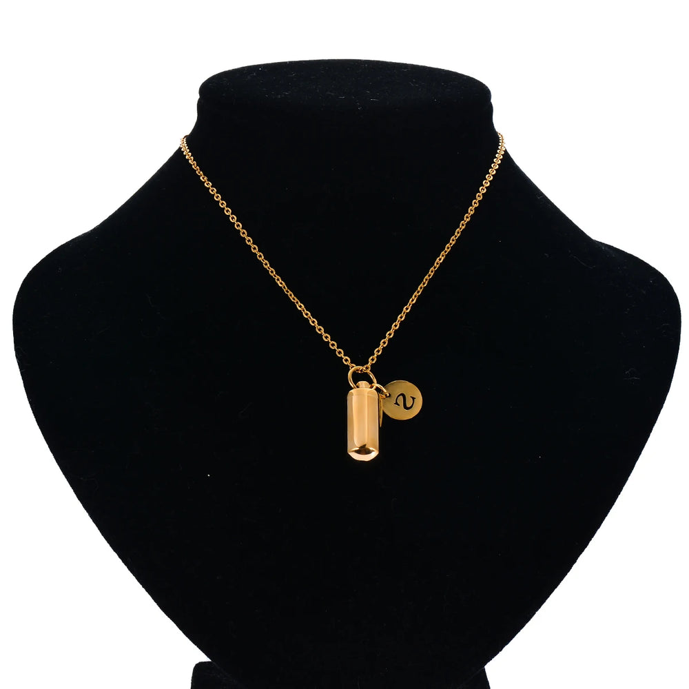 Cremation Jewelry Urn Necklace with Initial Letter Charm | Stainless Steel Memorial additional angle
