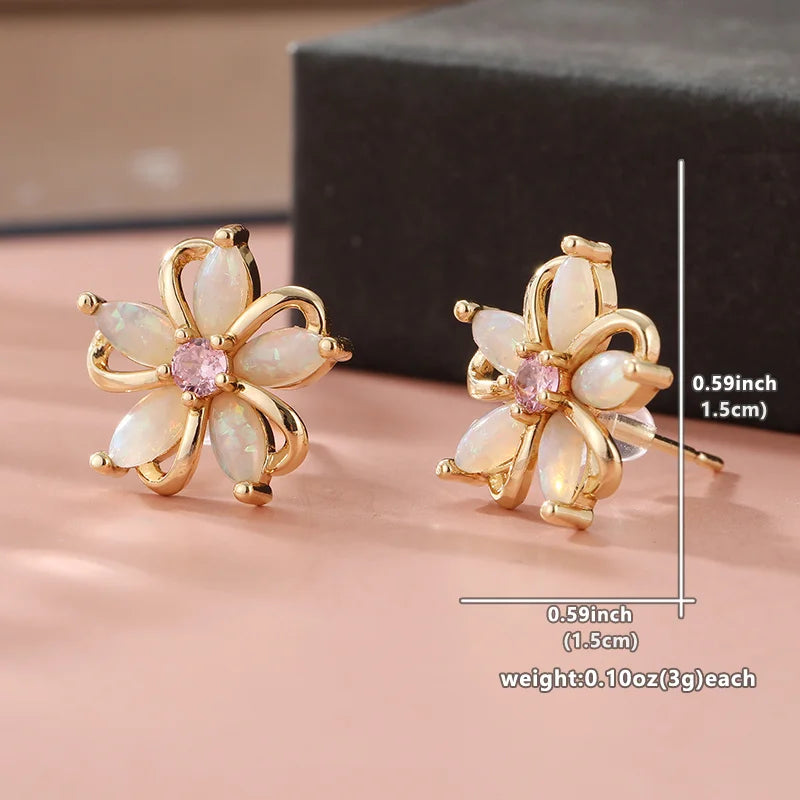 Fashion Charm Flower Stud Earrings For Women Piercing Cartilage Gold Color Earrings D lifestyle view