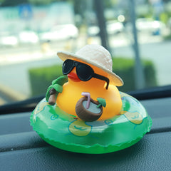 Tropical Rubber Duck Car Ornament with Sunglasses