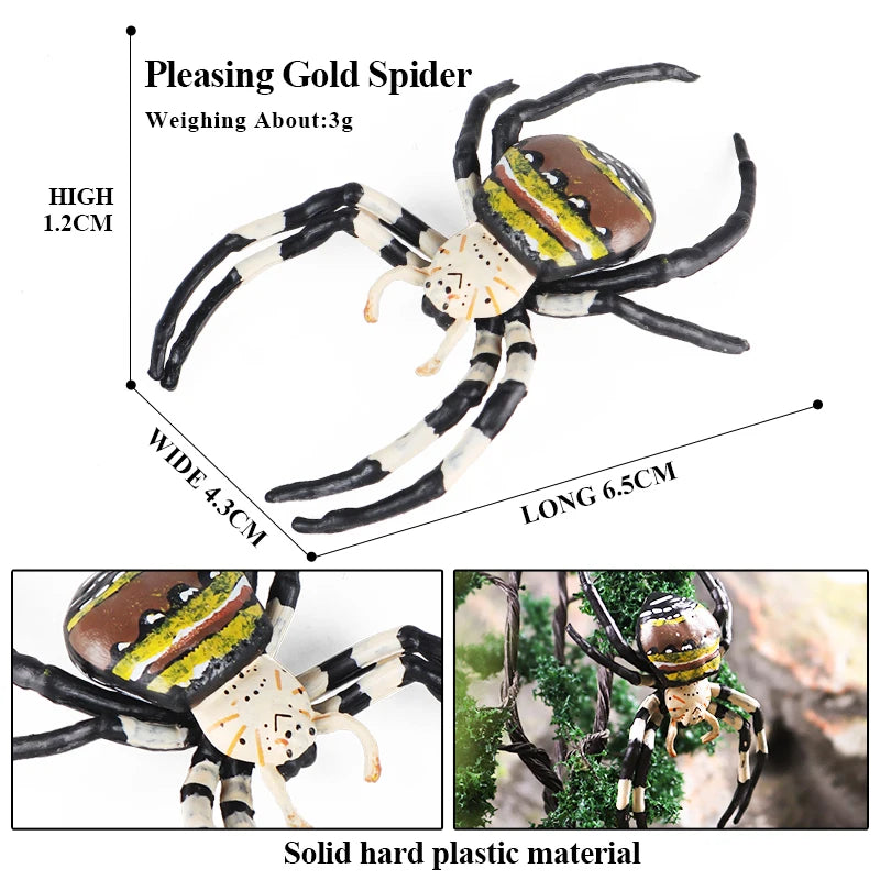 Oenux Insect Animals Model Spider Web Scorpion Bat Action Figures Figurine Miniature Cute Educational Kid Toy Halloween Gift