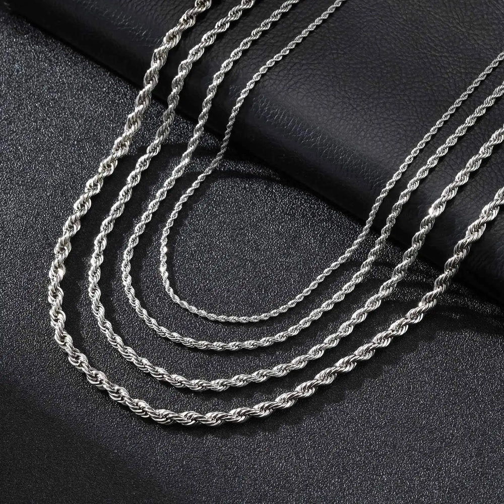 Vnox Twist Rope Chain Necklace for Men Women | Waterproof Stainless Steel Unisex Chai lifestyle view
