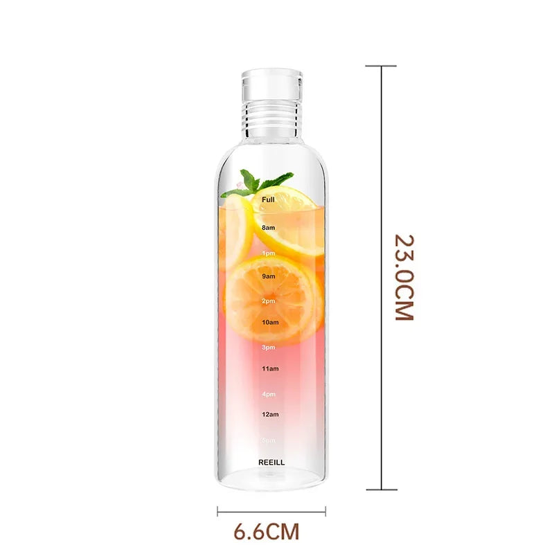 500/750ml Transparent Plastic Water Bottle Time Marker Creative Large Capacity Leakpr alternate view