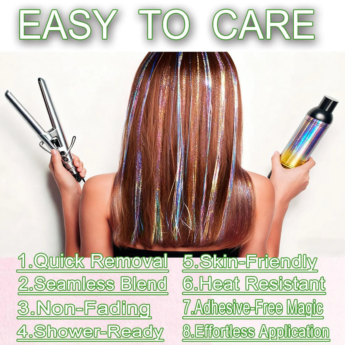 4 Pcs Hair Tinsel Clip Hair Tinsel Kit Glitter Fairy Tinsel Hair Extensions Colorful Heat Resistant Party Festival Accessories