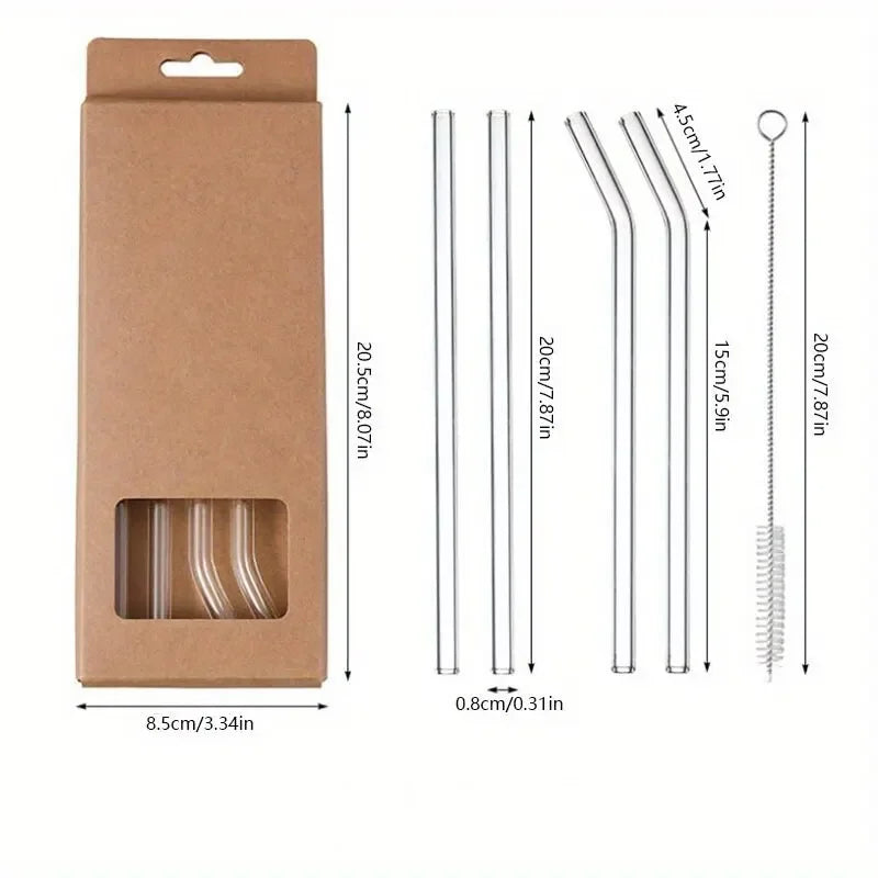 1set Heat Resistant Glass Straws with Brush - Set of 5 - Reusable and Washable,Perfec lifestyle view