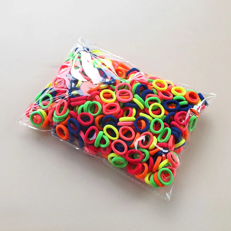 100/300/500Pcs Hair Bands for Children Colorful Nylon Scrunchie Hair Ties Rubber Band Ki detail view