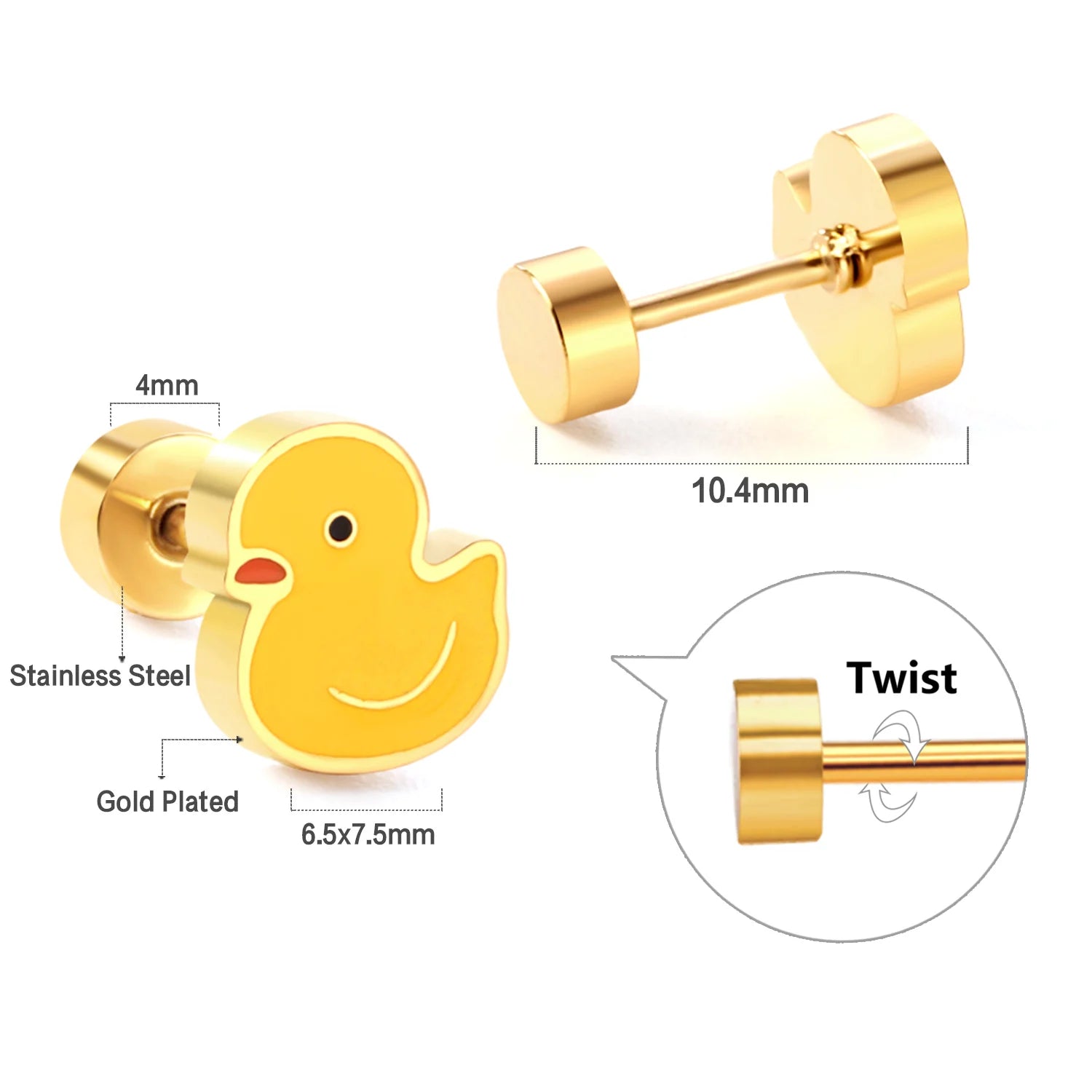 Cute Acrylic Animal Stud Earrings | Surgical Steel Hypoallergenic Earrings for Women a close-up view