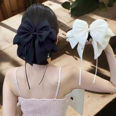 Fashion Temperament Bow Hairpin For Women Girls Bowknot Ribbon Ponytail Hair Claw Sweet Shark Clip Hair Accessories