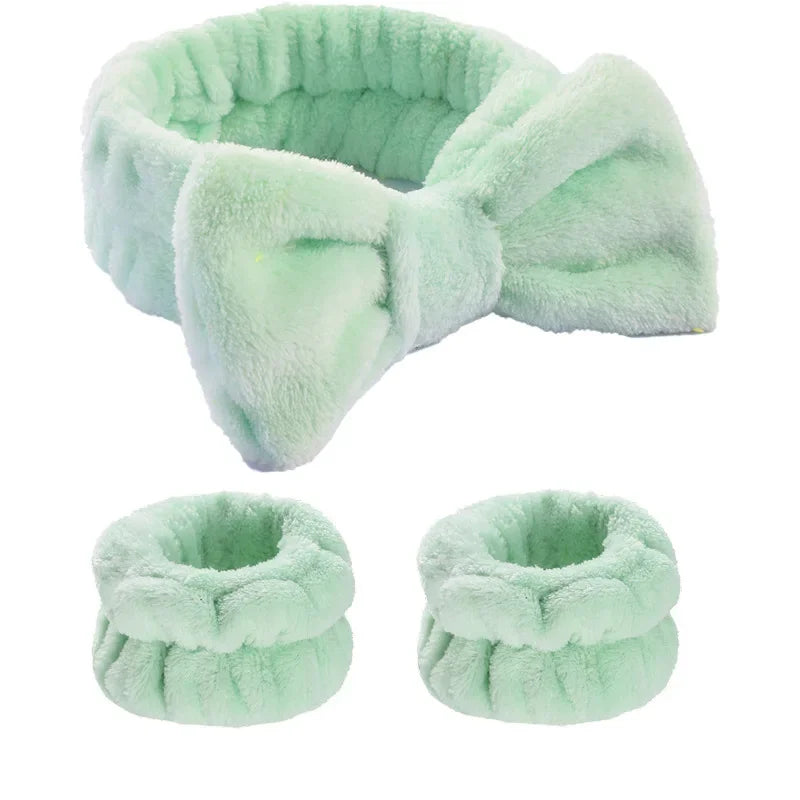 Soft Coral Fleece Headband Women Makeup Wash Face Spa Elastic Hair Band Fashion Female Girls Hair Accessories Wrist Washband