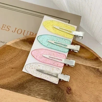 2-4pcs/set Glitter No Bend Seamless Hair Clips Side Bangs Barrette Make Up Washing Face Accessories Styling Hairpins Women Girls