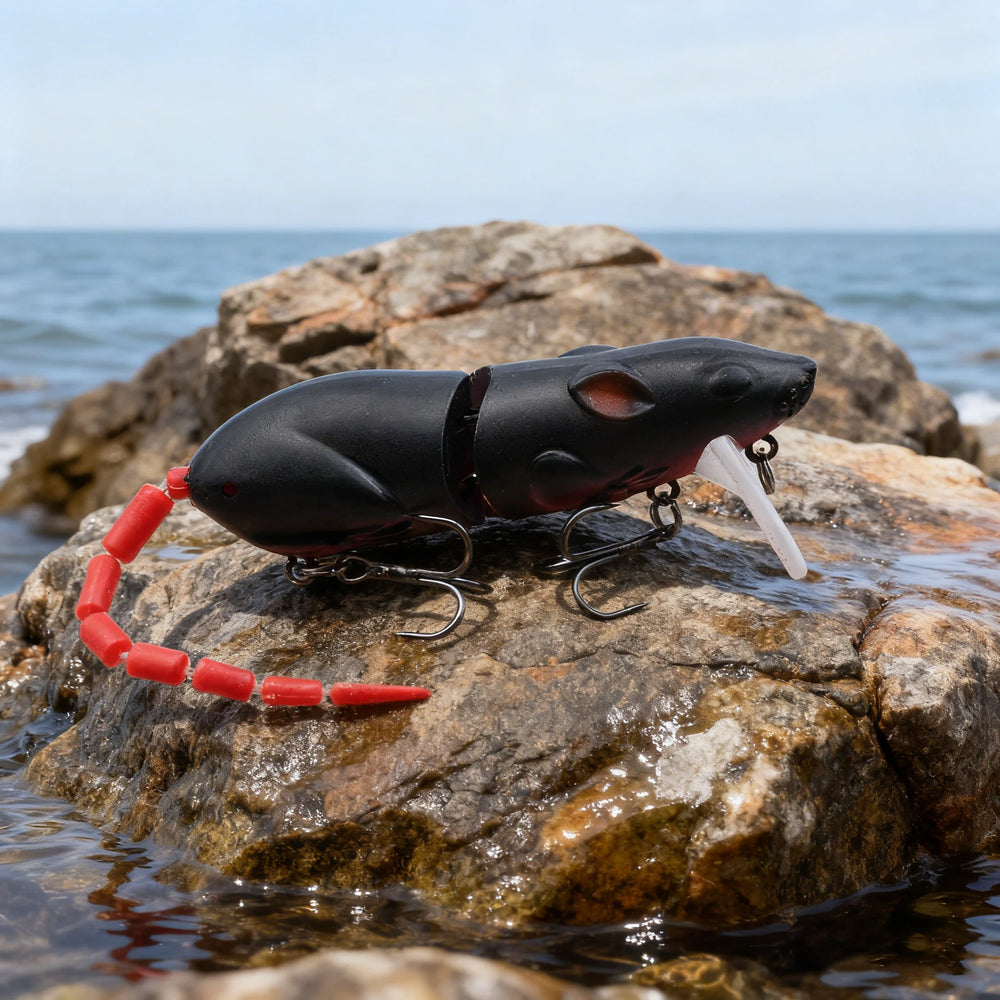 15.5CM Mouse Lure Artificial Plastic Mouse Fishing Lure Swimbait Rat Pike Bass Minnow close-up view