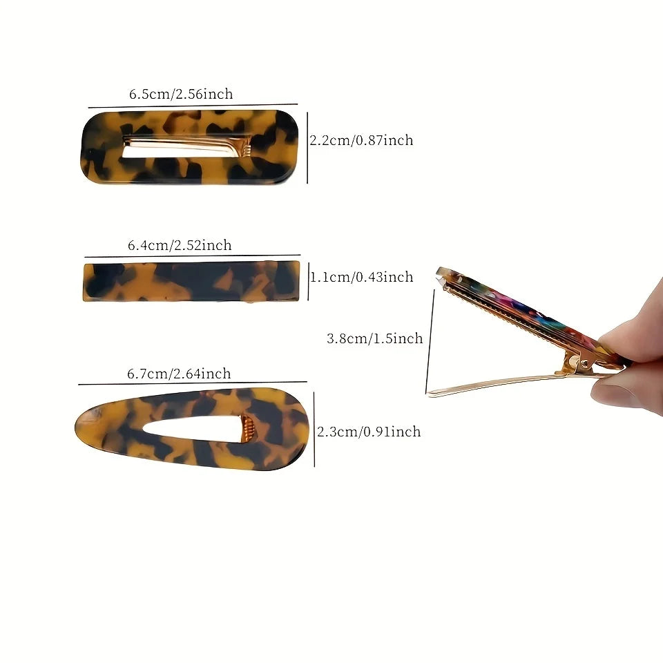 3pcs/set Acetate Hollow Water Drop Long Strip Hairpin Simple Duck Beak Clip Broken Ha lifestyle view