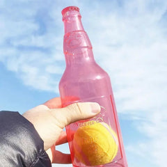 Dog Chew Toy Squeaky Silicone Beer Bottle With Tennis Ball Bite-resistant Puppy Toy Te close-up view