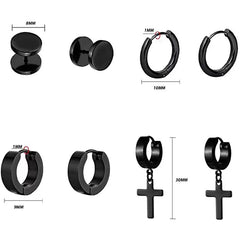 2Pcs Of Stainless Steel Cross Earrings Set, Men’s Women’s stud Earrings Small Huggie Hoo detail view