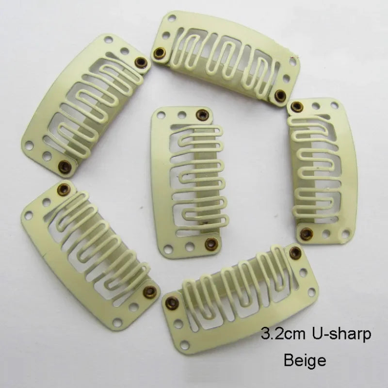 10 Pcs/set U 3.2cm 2.7cm Wig Clips Snap for Human Hair Extensions/Weaving Extensions Medium Professional Salon Accessories Clips