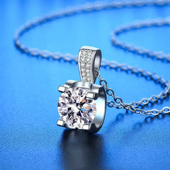 New 925 Sterling Silver Necklace Pendant 5A Zircon For Women Classics Fashion Wedding close-up view