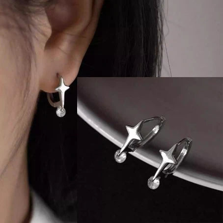 Ventfille 925 Sterling Silver Star Earring for Women Girl Simple Tassels Chain Fash additional angle