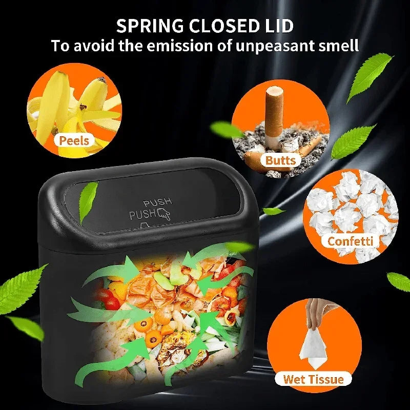 1/2/3Pcs Car Trash Can (with Lid) Contains 60 (300) Garbage Bags, Small Car Trash Can lifestyle view