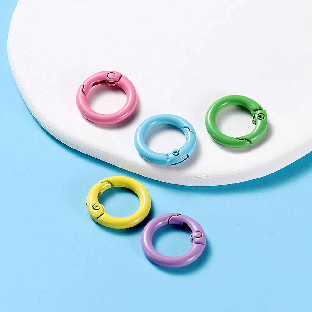 Ring Spring Clasp Openable Round Carabiner Keychain Clips Hook Dog Chain Jewelry Bu additional angle