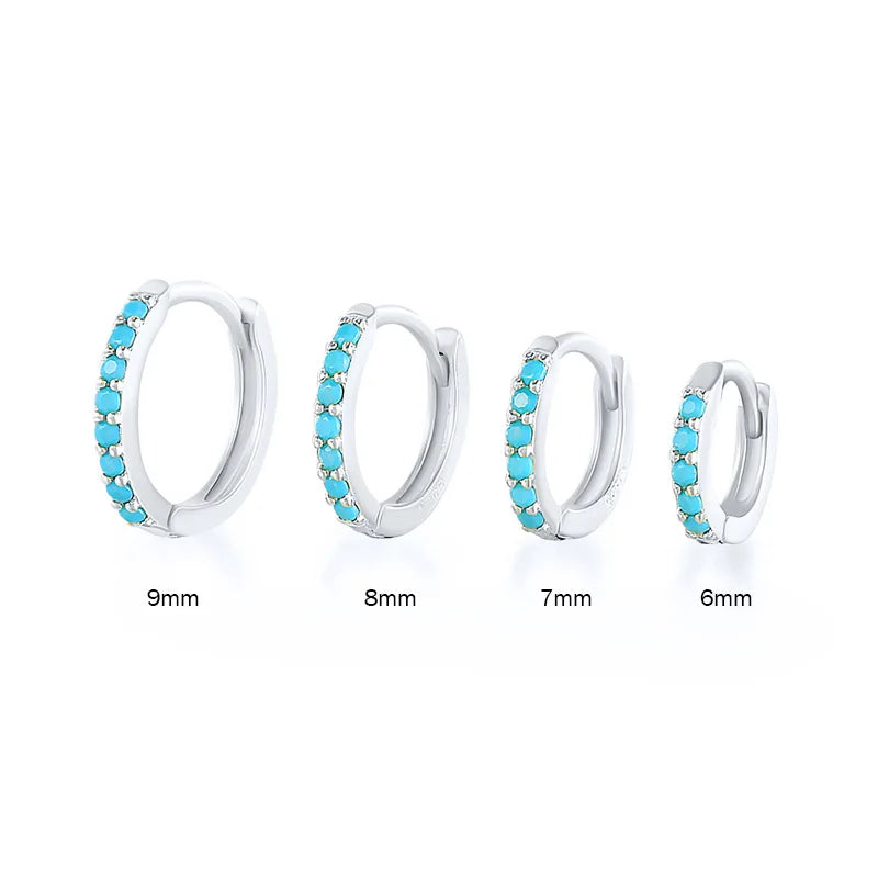 2PCS Stainless Steel Minimal Crystal Zirconia Hoop Earrings Gold Silver Color Small H alternate view