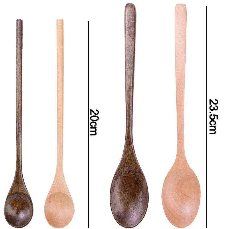 Long Handle Wooden Spoon Set | Natural Wood Soup Scoop for Cooking and Stirring lifestyle view