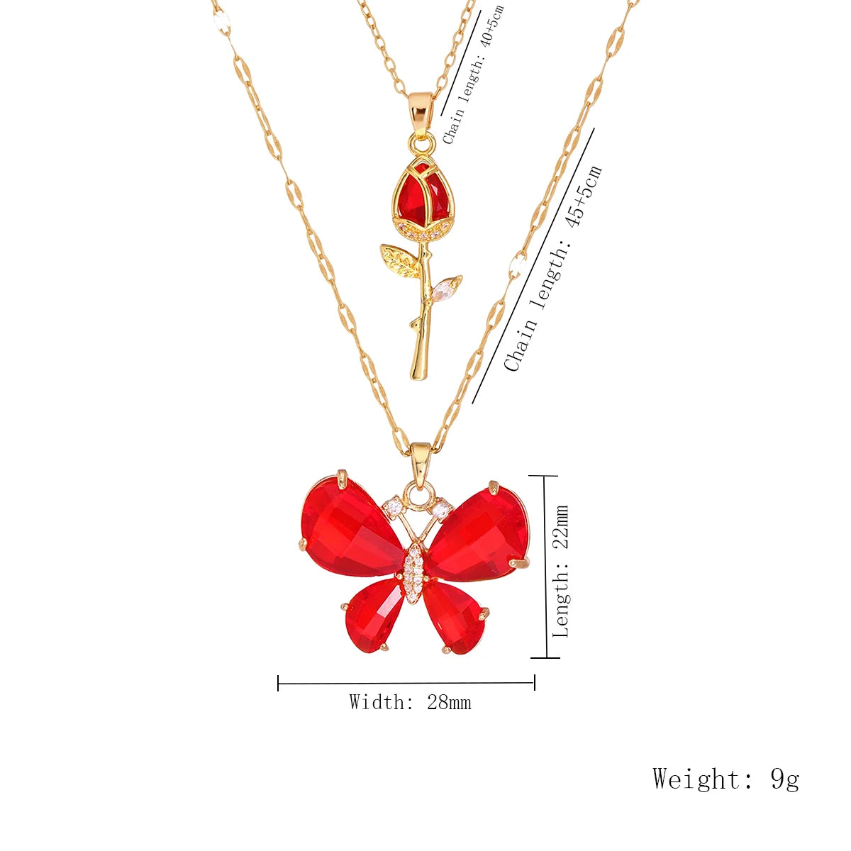 Elegant Pink Crystal Butterfly Necklace for Women High-End Zircon Flower Pendant Fashi close-up view