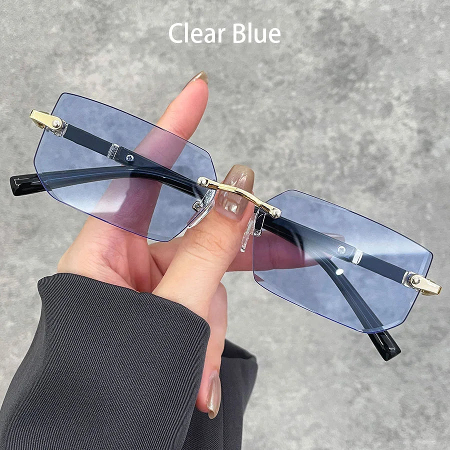 Business Rectangle Gradient Lenses Unisex Sunglasses Women Men Colored Lenses Metal F lifestyle view
