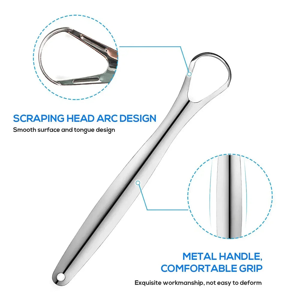 Stainless Steel Tongue Scraper Cleaner for Adults & Kids detail view