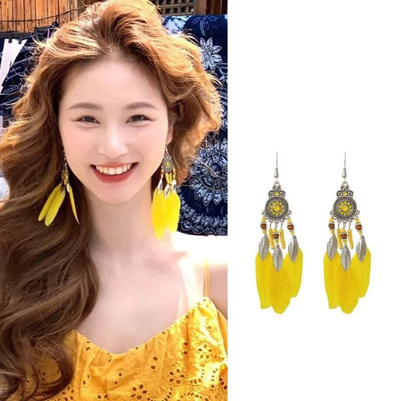 Cute Summer Flower Earrings Handmade Vacation Bohemian Earrings Exaggerated Beach Wom alternate view
