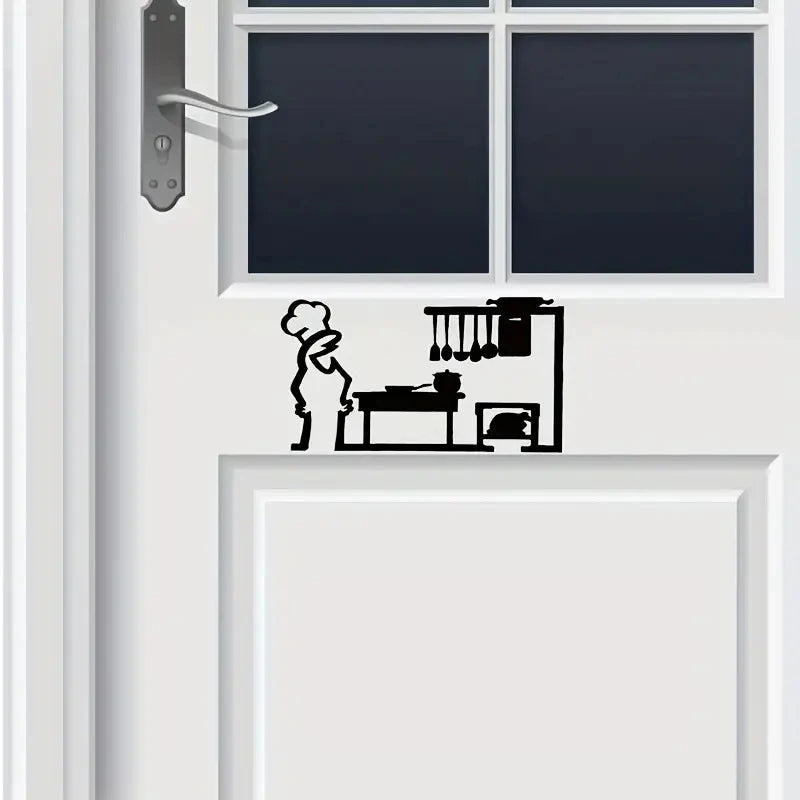 La Linea Minimalist Line Art Stickers | Modern Home Decor Door Decal close-up view