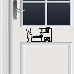 La Linea Minimalist Line Art Stickers | Modern Home Decor Door Decal close-up view