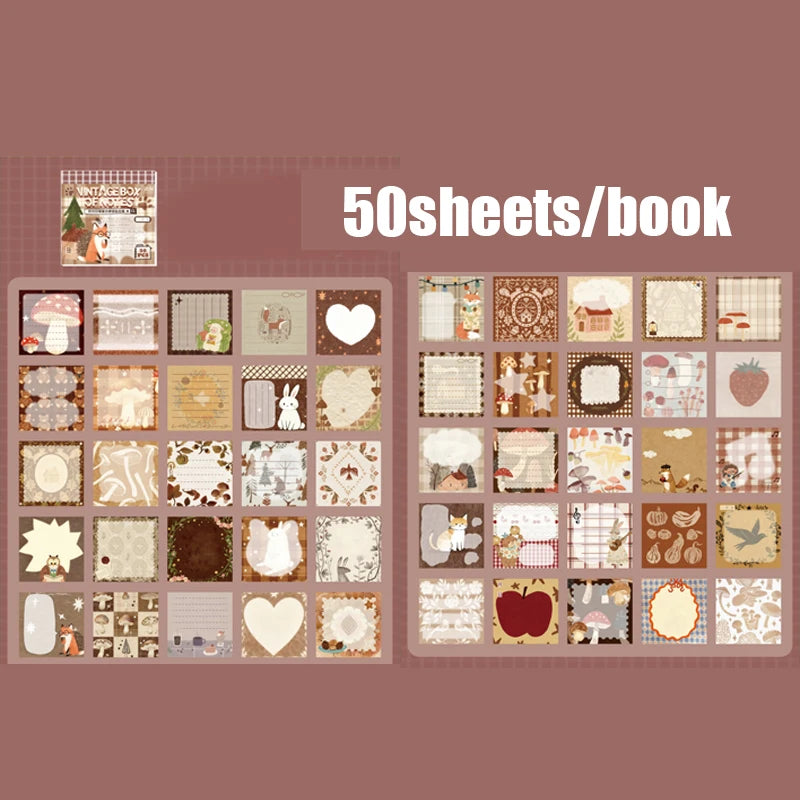 Vintage Time Letter Sticker Book | 50pcs Nostalgic Memo Journal Decor detail view