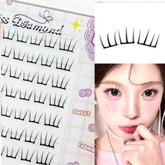 10 Rows Dense Natural False Eyelashes Segmented Glue-free Eyelash Extension | Lightly Curling Eyelas