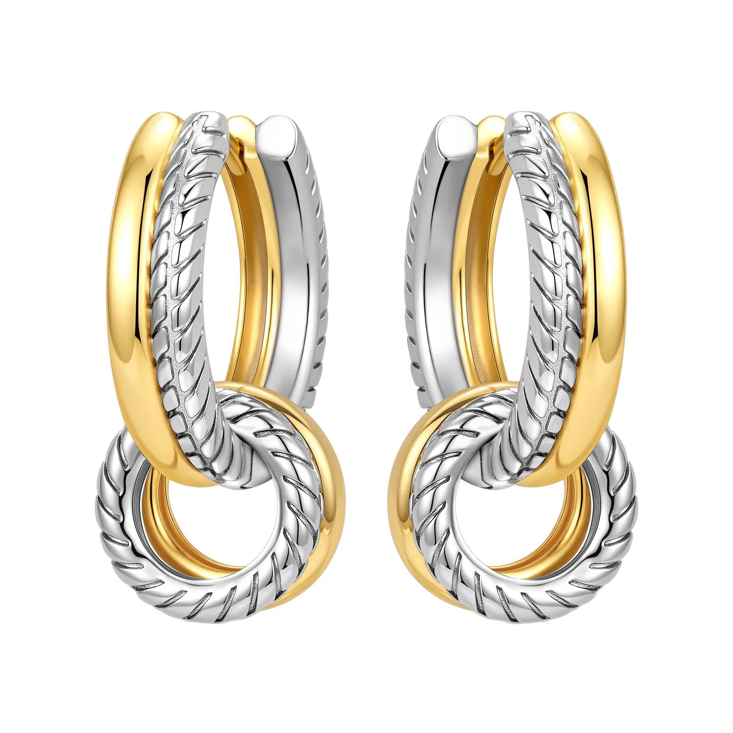 Orstarry S925 Sterling Silver 18k Gold Modern Square Earrings Hoop Earrings For Women close-up view