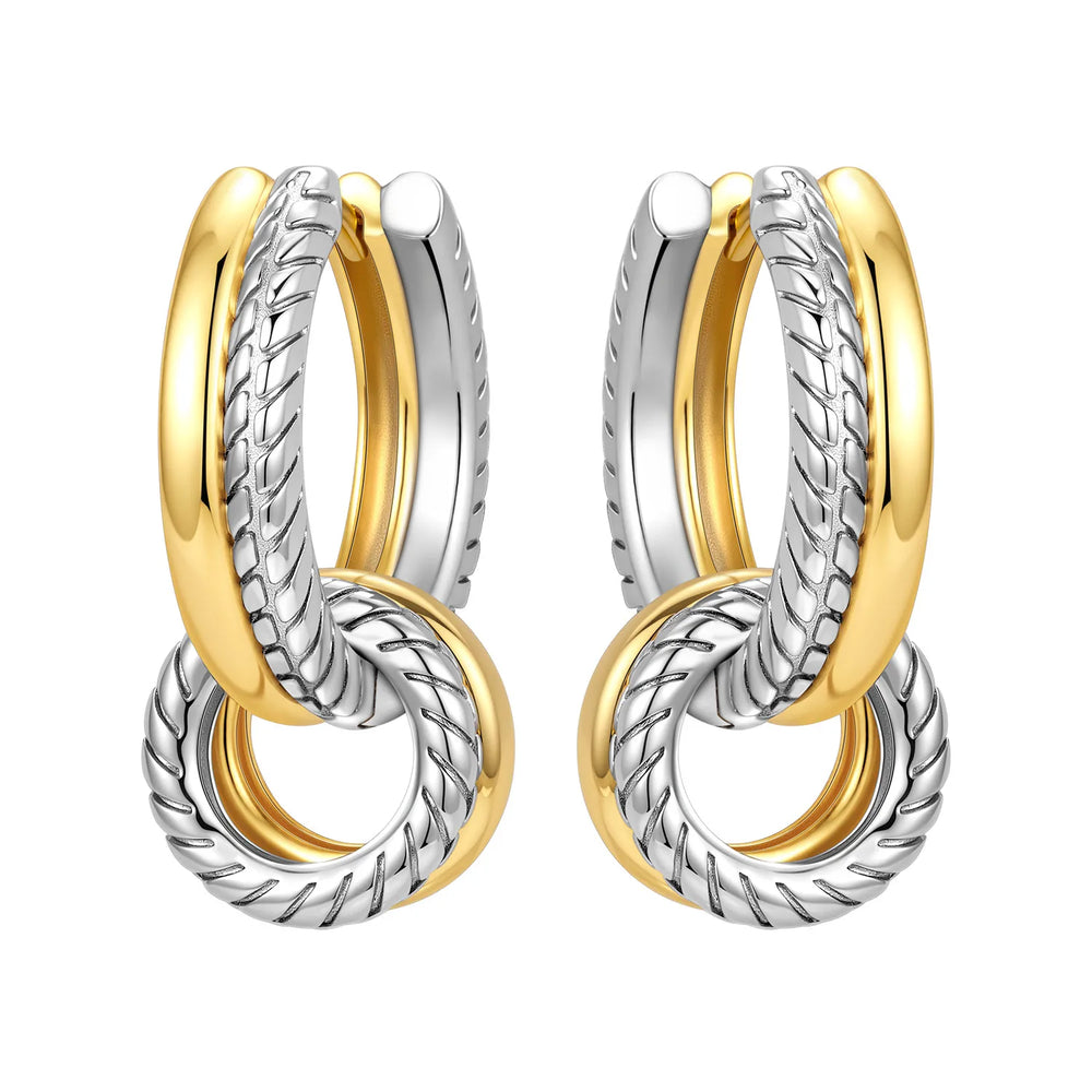 Orstarry S925 Sterling Silver 18k Gold Modern Square Earrings Hoop Earrings For Women close-up view